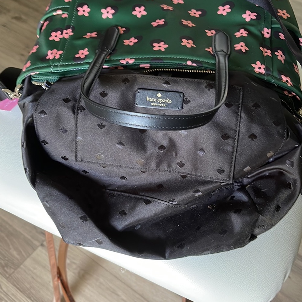 NWT Kate Spade nylon green pink floral bag set - Picture 10 of 16